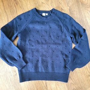 GAP Black Pom Pom Sweater, Balloon Sleeves, size L